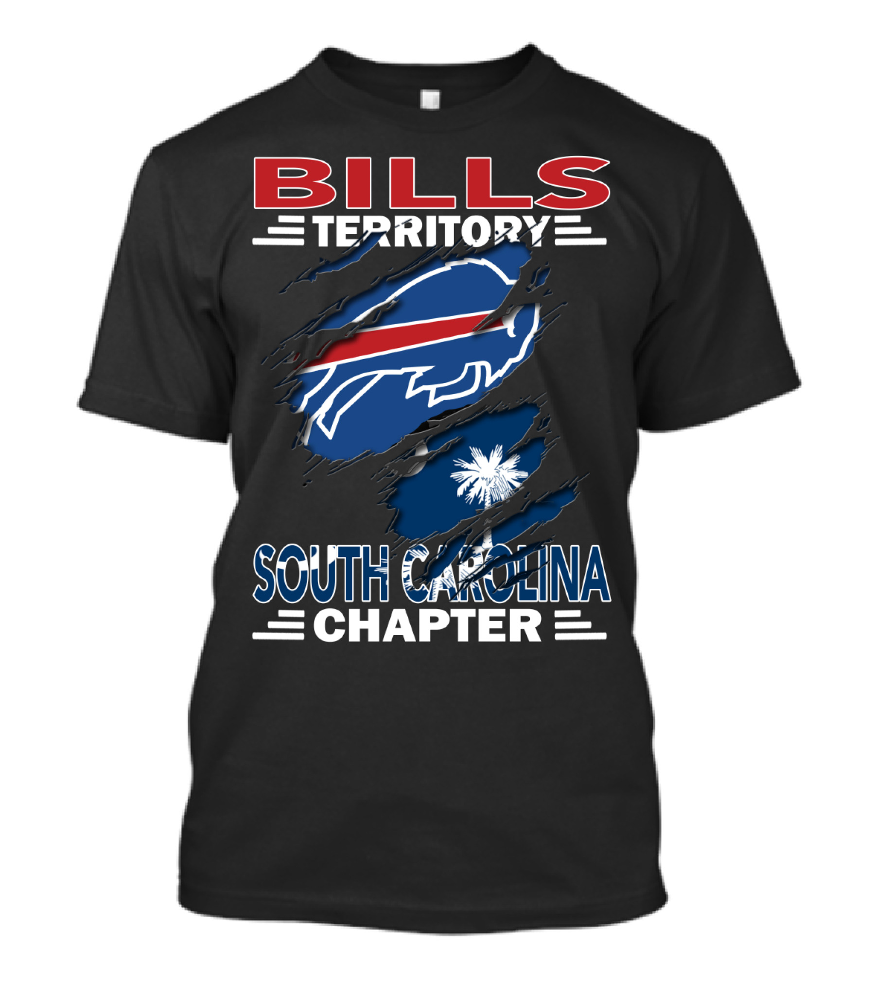 Bills Territory South Carolina Chapter Logo With Palmetto And Buffalo T-Shirt