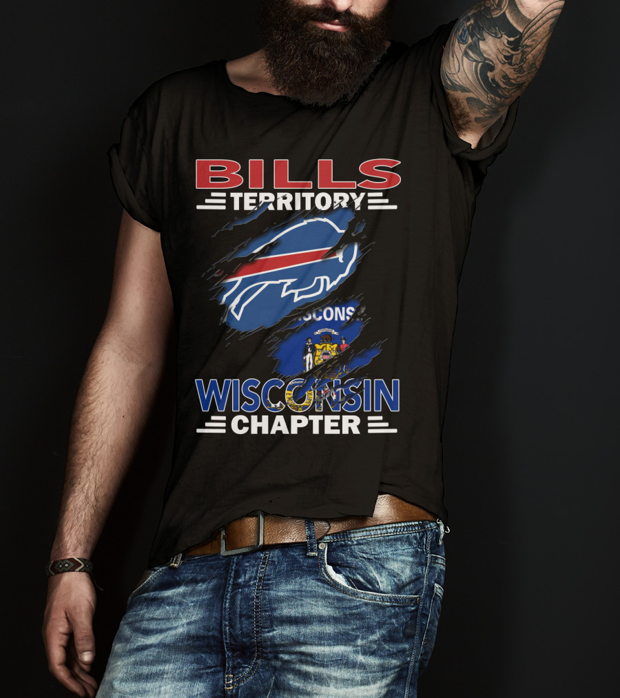 Bills Territory Wisconsin Chapter Logo With Wisconsin Flag Background T-Shirt