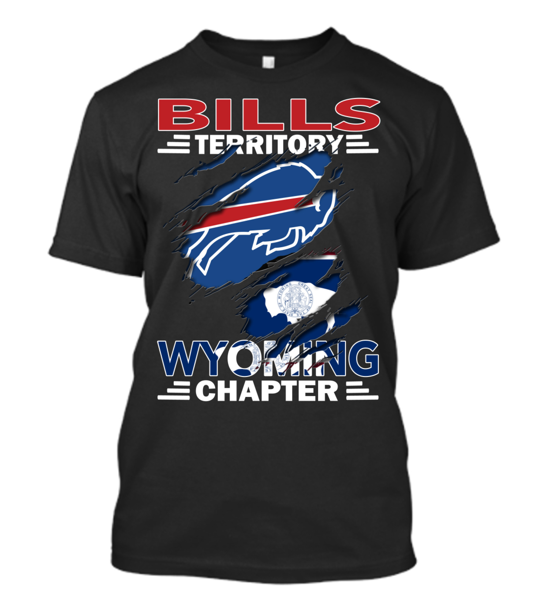 Bills Territory Wyoming Chapter Buffalo Bills Fan Club Wyoming State Flag T-Shirt