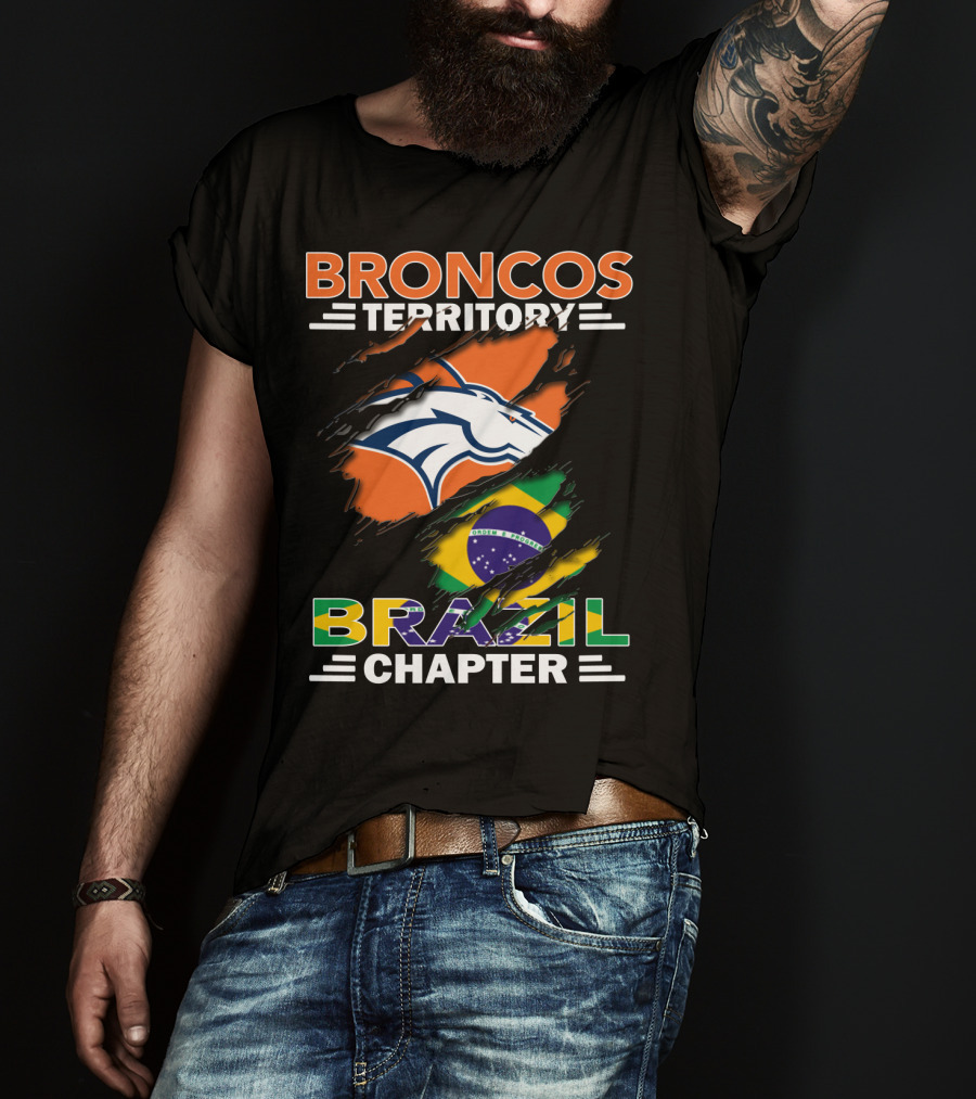 Broncos Territory Brazil Chapter NFL Fan Club Brazilian Flag T-Shirt