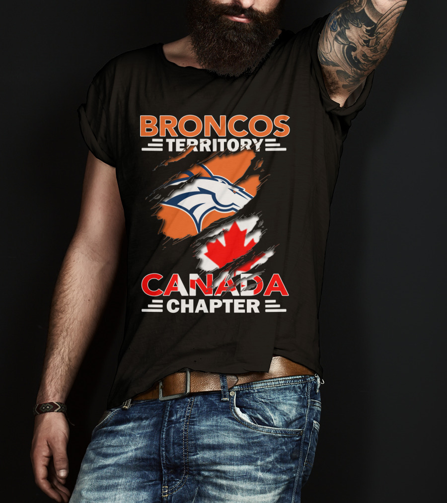 Broncos Territory Canada Chapter Logo With Maple Leaf And Horse Head T-Shirt
