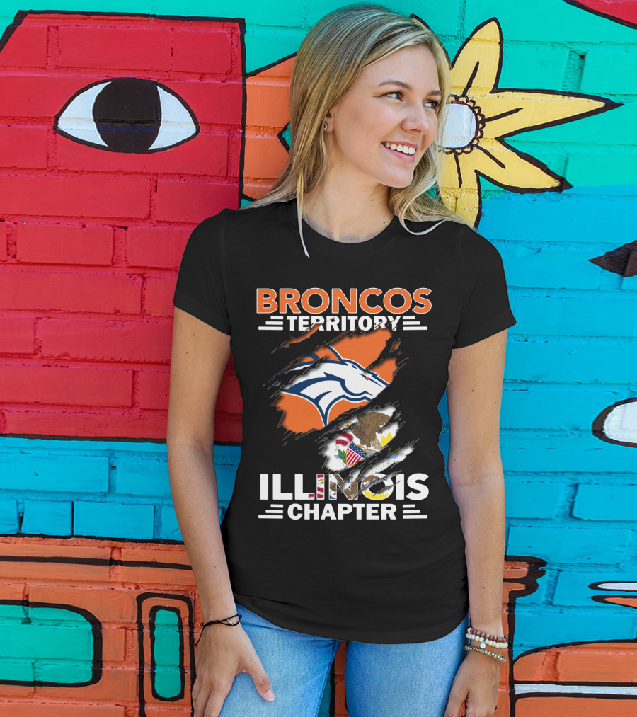 Broncos Territory Illinois Chapter Logo With State Flag And Horse Emblem T-Shirt
