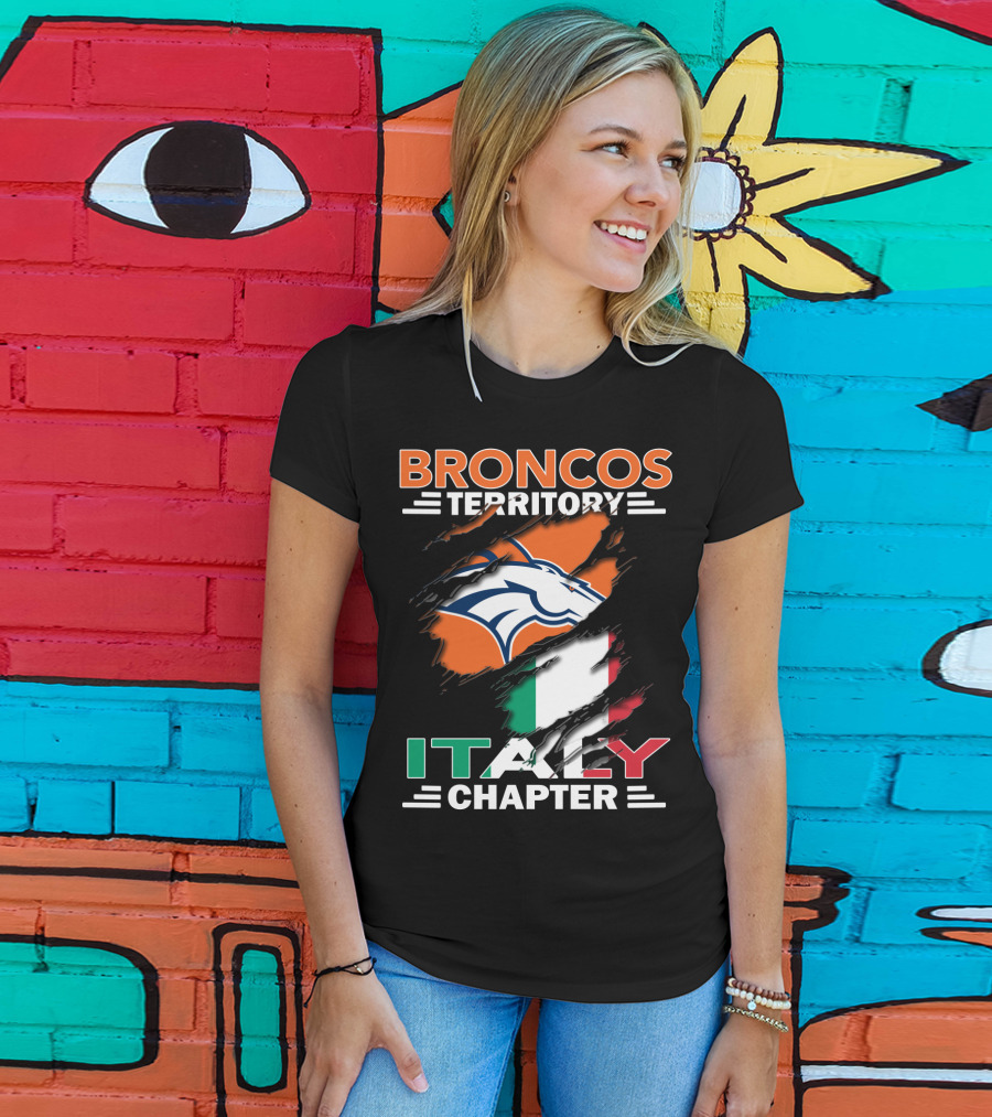 Broncos Territory Italy Chapter Italy Flag Denver T-Shirt
