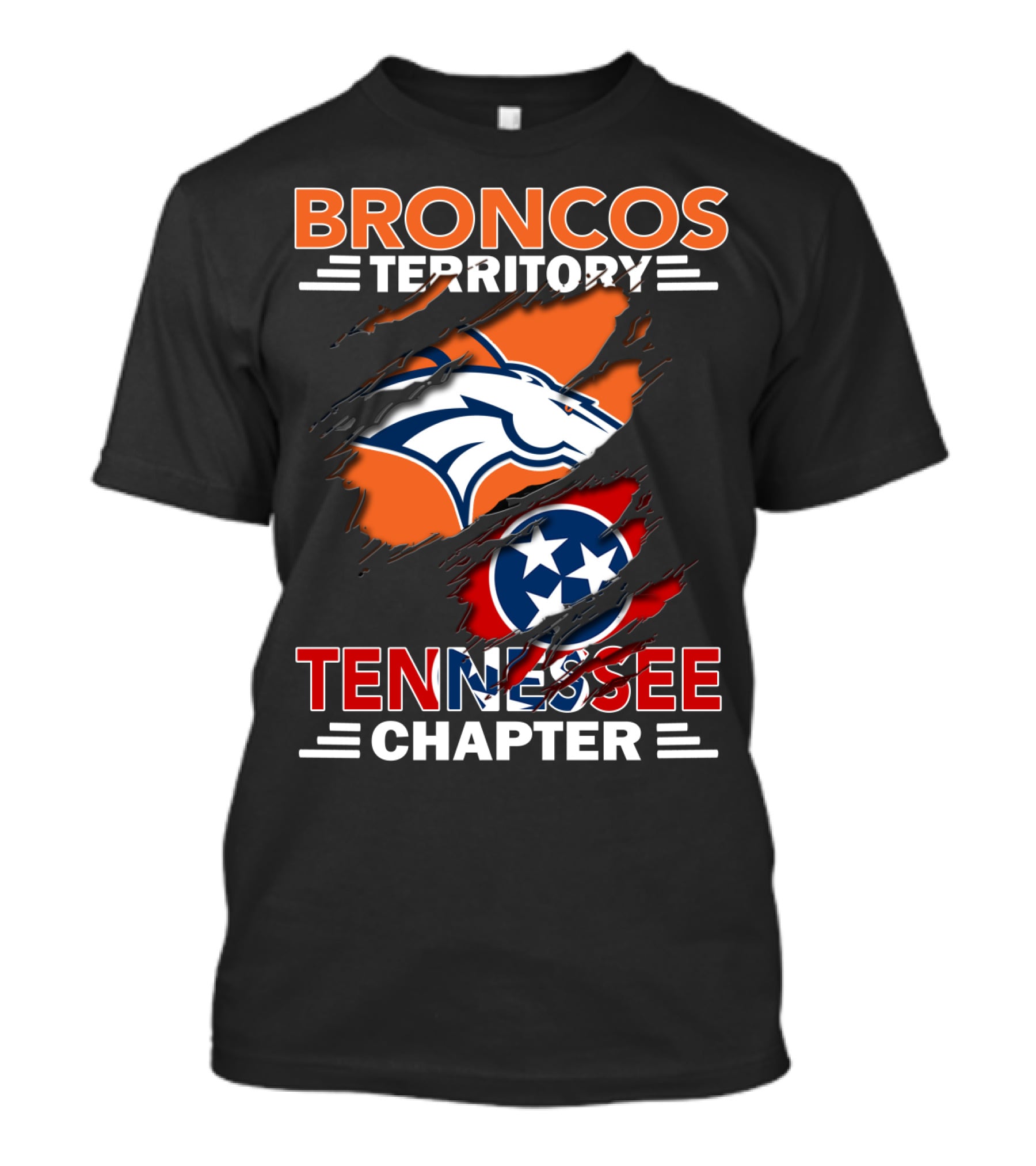 Broncos Territory Tennessee Chapter Denver Broncos Tennessee Flag T-Shirt