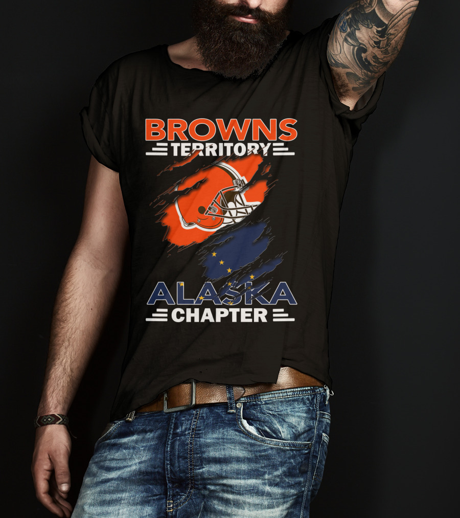 Browns Territory Alaska Chapter Football Helmet And Alaska Flag Integration T-Shirt