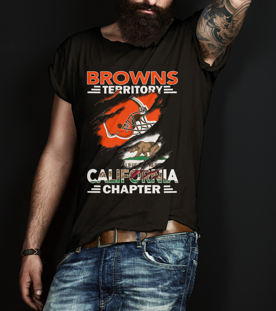Browns Territory California Chapter Football Helmet Bear Flag Graphics T-Shirt