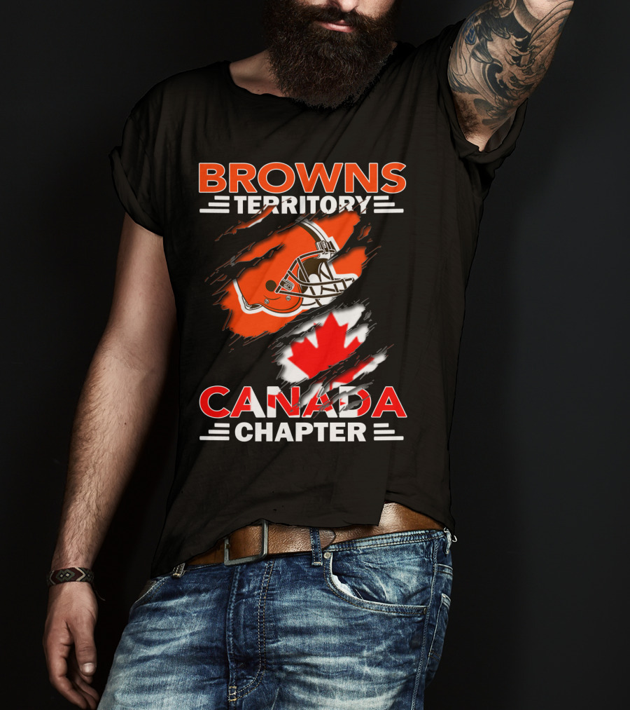 Browns Territory Canada Chapter Helmet And Maple Leaf T-Shirt