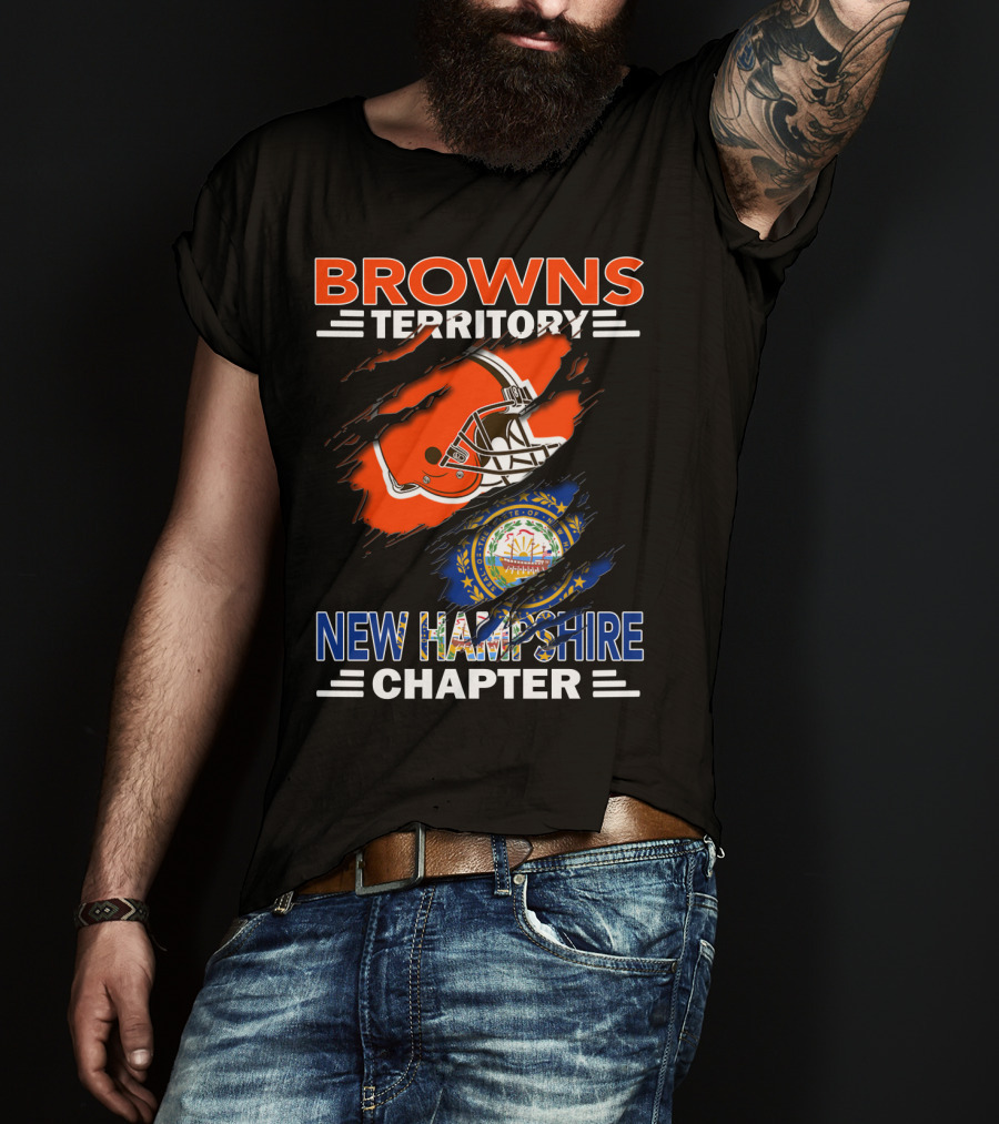 Browns Territory New Hampshire Chapter Football Helmet And State Seal T-Shirt