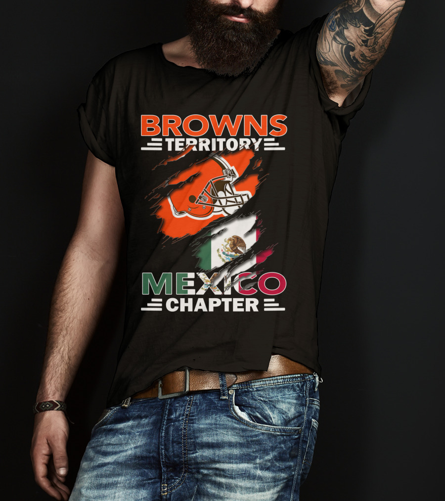 Browns Territory Mexico Chapter Cleveland Football Helmet Mexican Flag T-Shirt