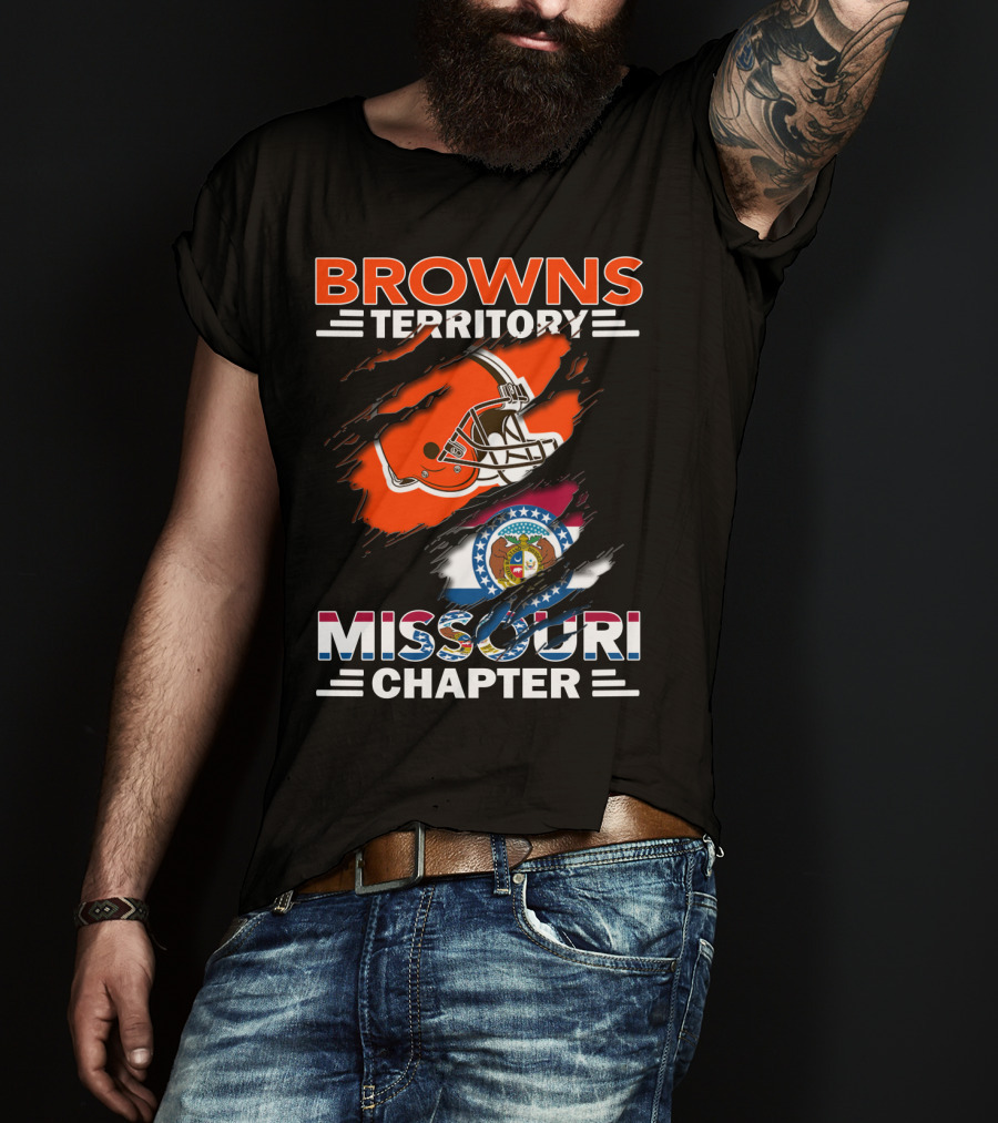 Browns Territory Missouri Chapter Helmet And State Flag T-Shirt