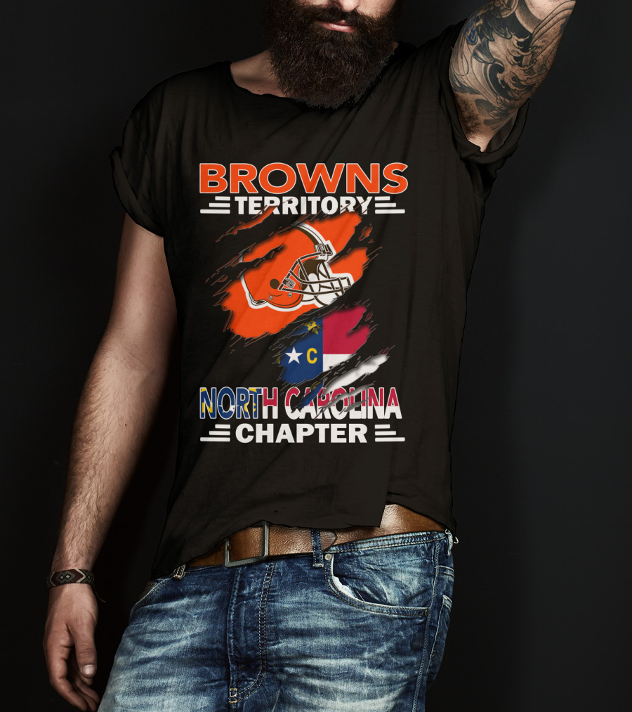 Browns Territory North Carolina Chapter Helmet And Flag T-Shirt