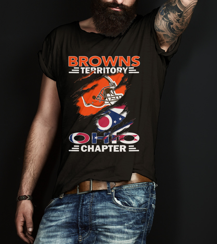 Browns Territory Ohio Chapter Helmet Flag T-Shirt