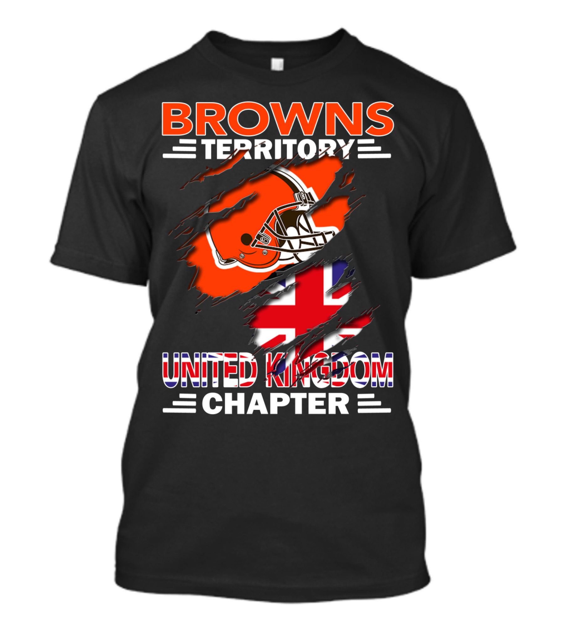 Browns Territory United Kingdom Chapter Football Helmet Union Jack Flag T-Shirt