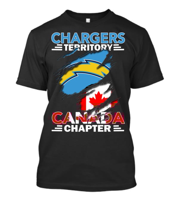 Chargers Territory Canada Chapter Lightning Bolt Canadian Flag T-Shirt