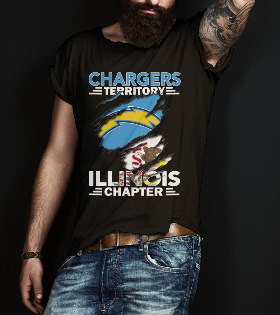 Chargers Territory Illinois Chapter State Flag Bolt T-Shirt