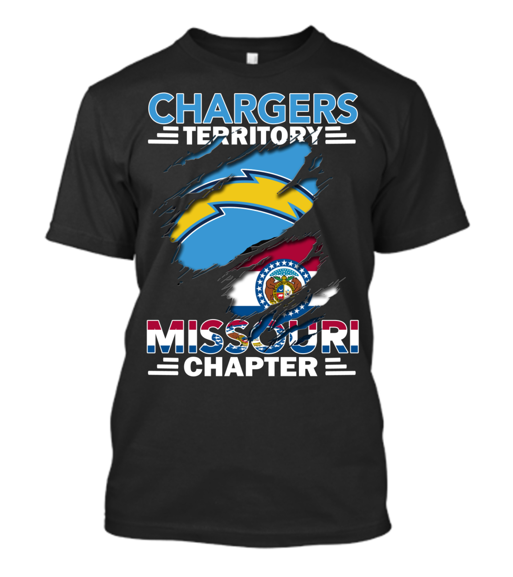 Chargers Territory Missouri Chapter With State Flag T-Shirt