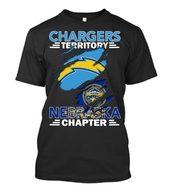 Chargers Territory Nebraska Chapter Los Angeles Chargers Logo Nebraska State Flag T-Shirt