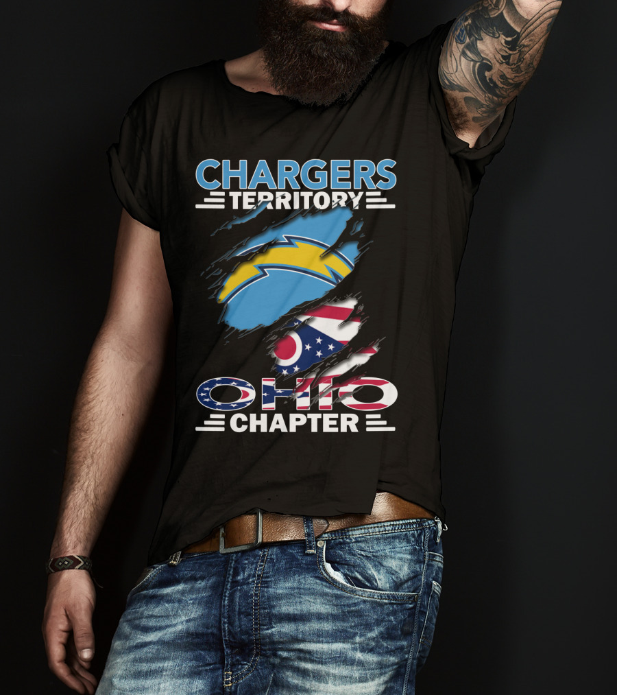 Chargers Territory Ohio Chapter Ohio Flag And Lightning Bolt T-Shirt