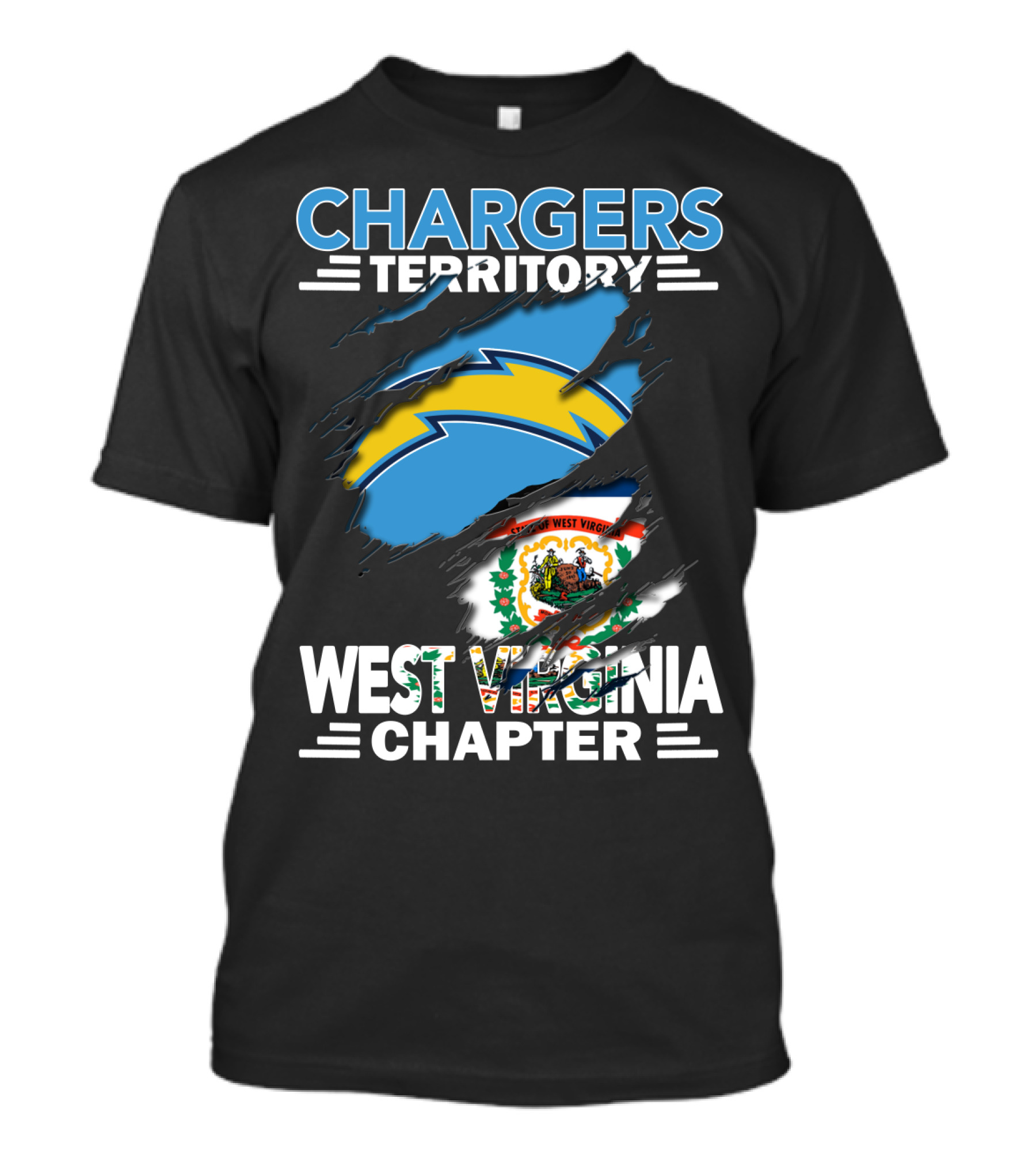 Chargers Territory West Virginia Chapter Torn Flag T-Shirt