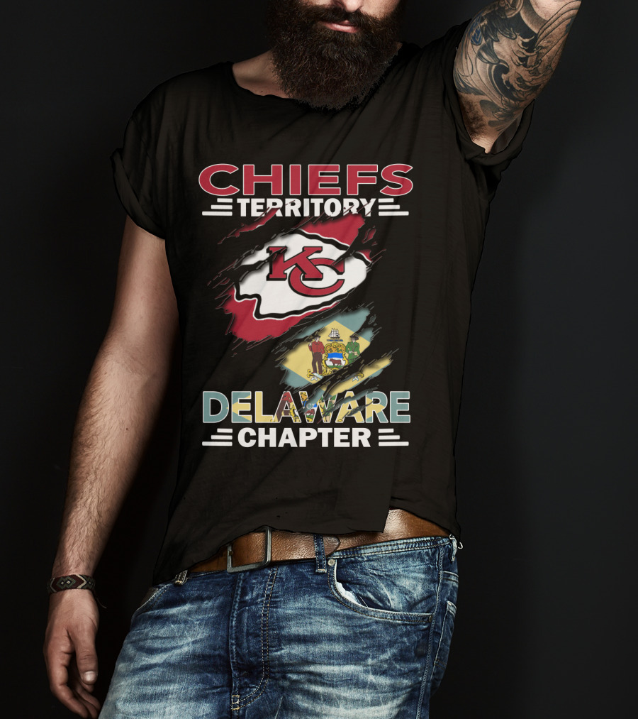 Chiefs Territory Delaware Chapter Kansas City Logo State Flag T-Shirt