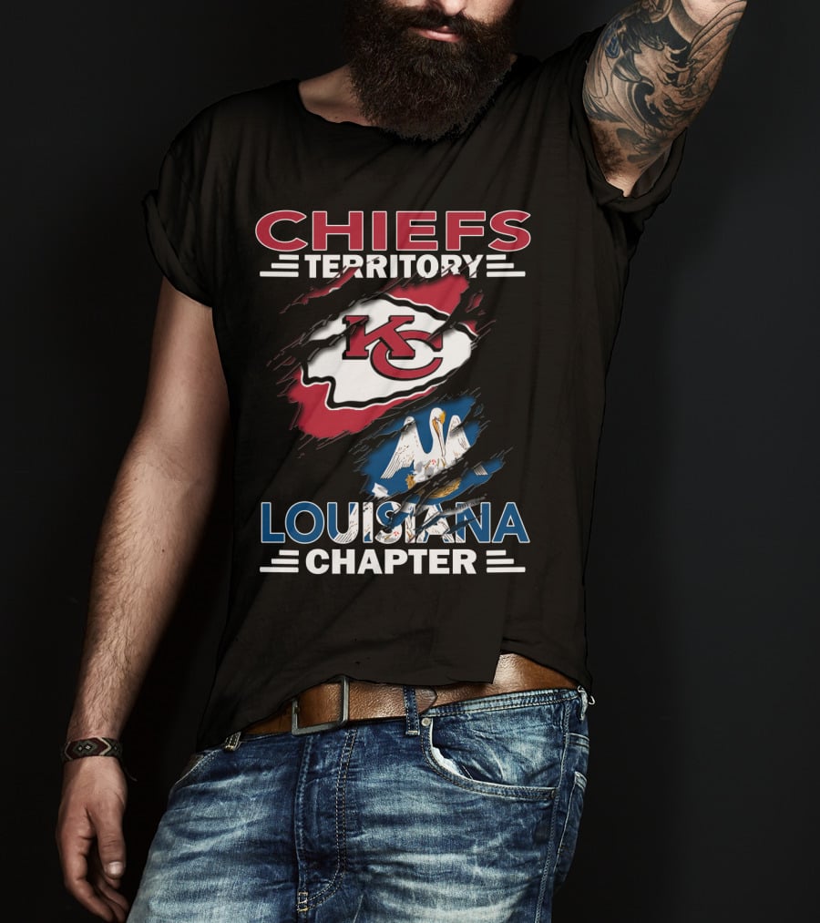 Chiefs Territory Louisiana Chapter KC Logo And State Flag T-Shirt