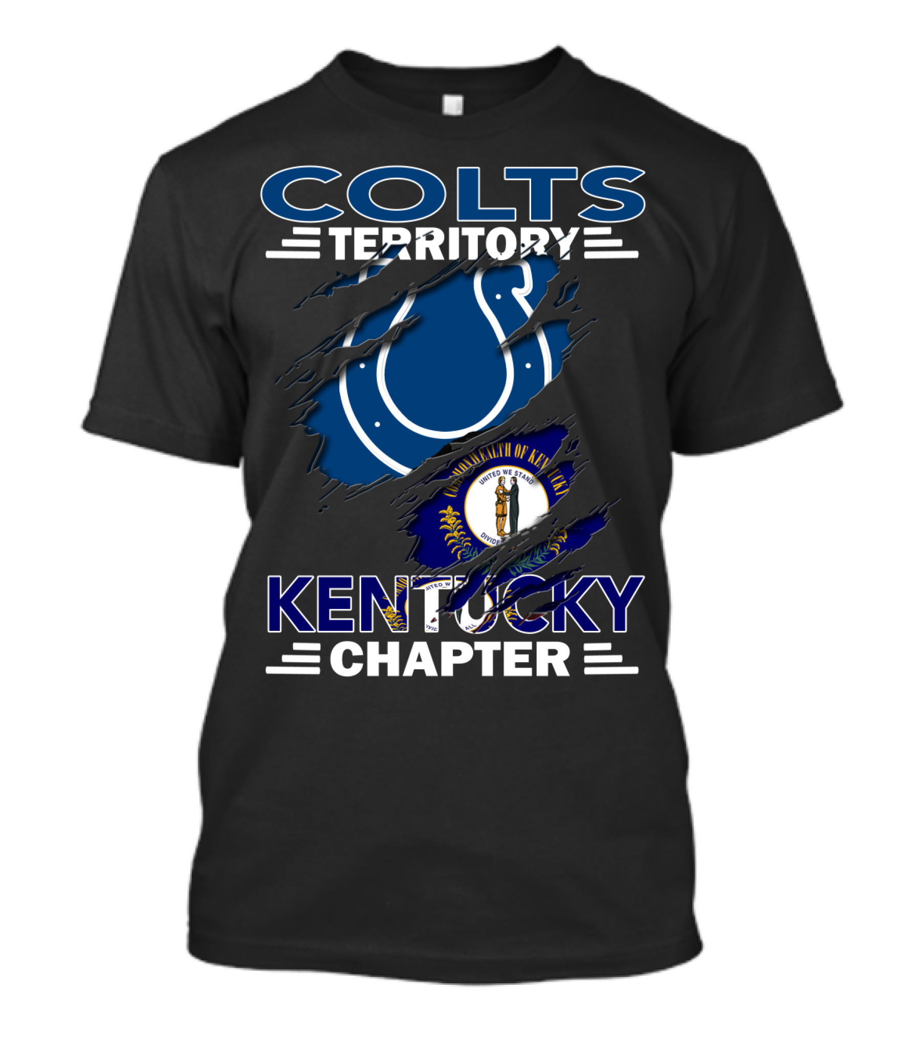 Colts Territory Kentucky Chapter Blue Horse And State Flag Emblem T-Shirt