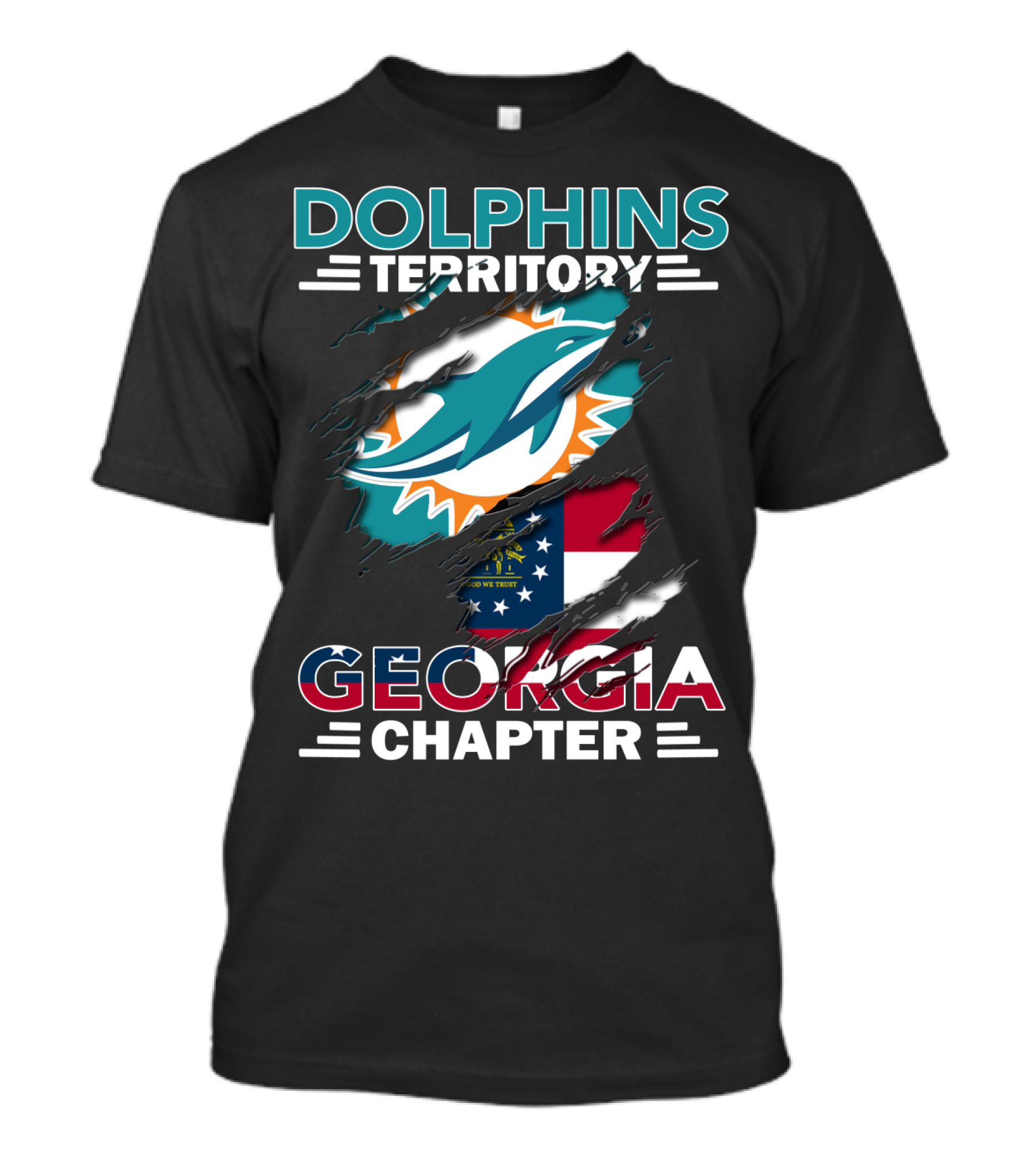 Dolphins Territory Miami Georgia Chapter Flag Fan Club T-Shirt