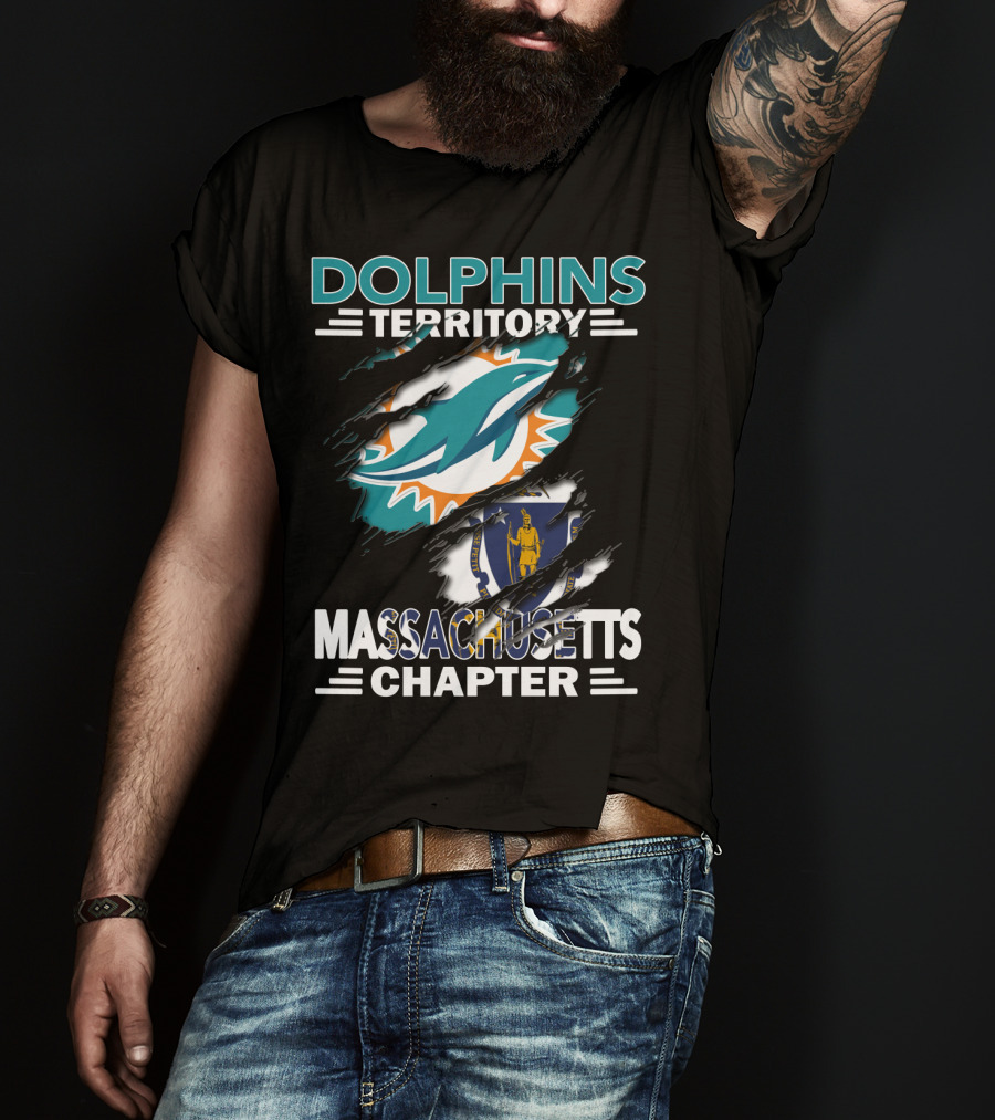 Dolphins Territory Massachusetts Chapter Miami Logo And State T-Shirt