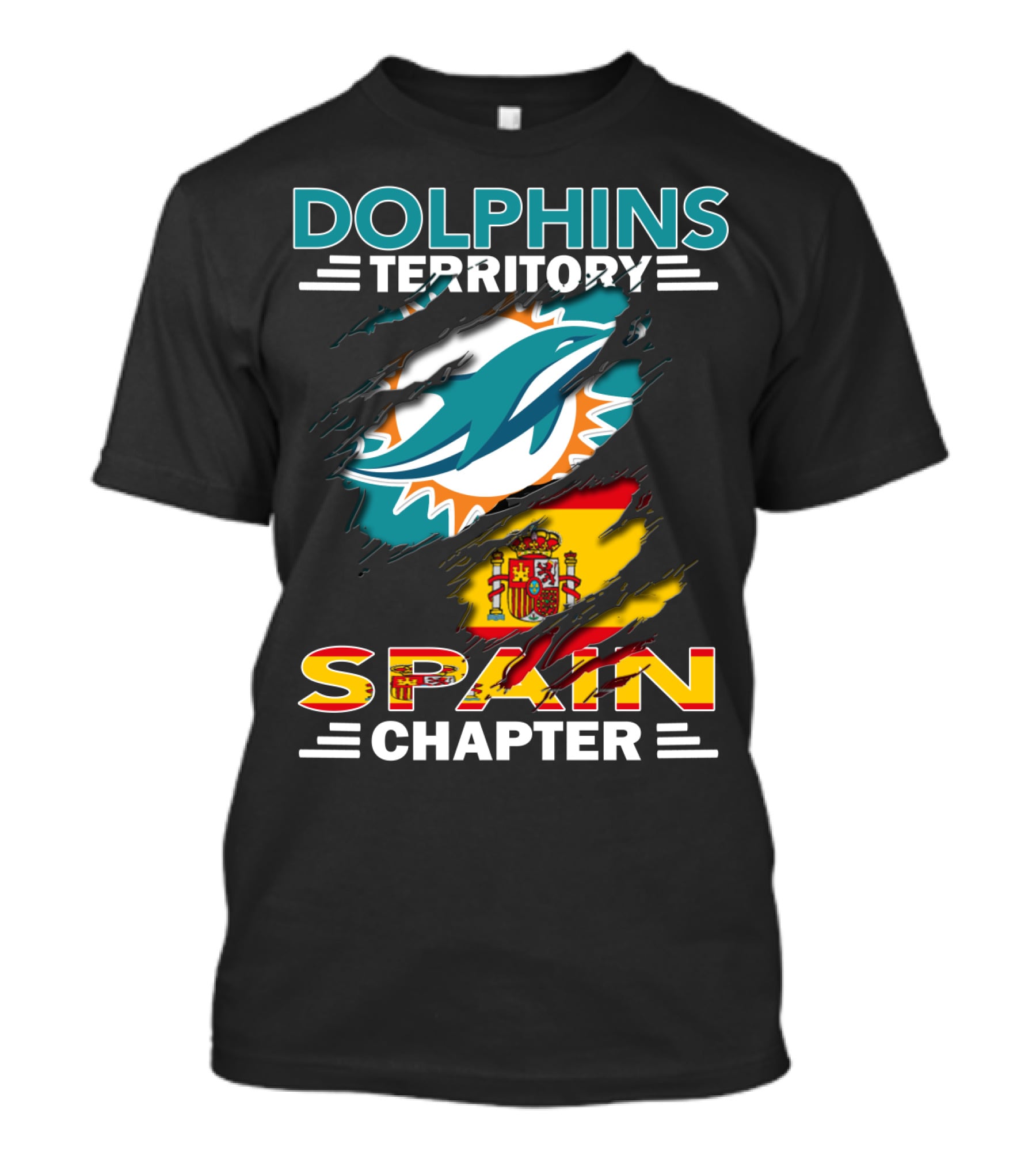 Dolphins Territory Spain Chapter Miami Dolphins Spain Flag T-Shirt