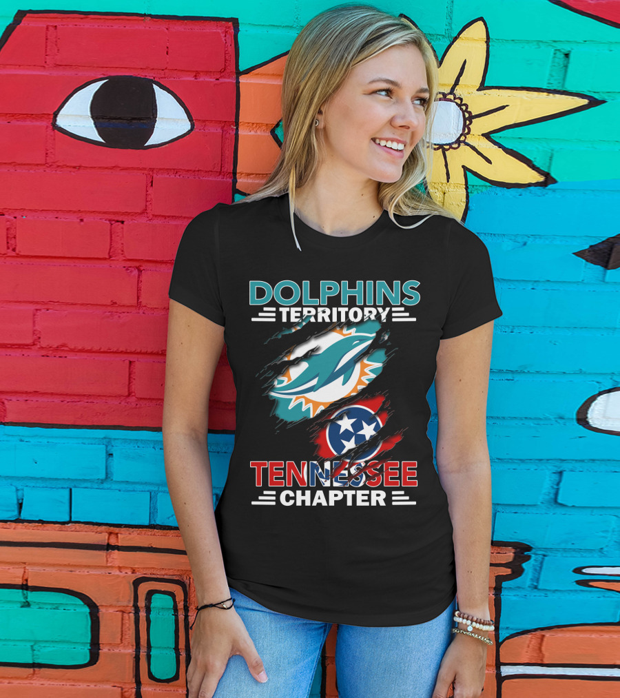 Dolphins Territory Tennessee Chapter Miami Logo And Tennessee Flag T-Shirt