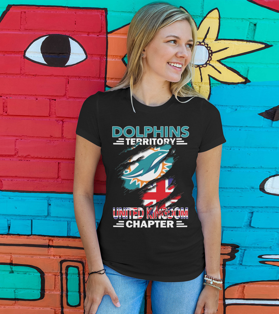 Dolphins Territory United Kingdom Chapter Miami Dolphins Union Jack T-Shirt