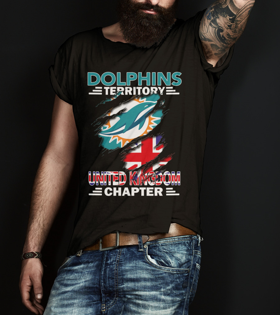 Dolphins Territory United Kingdom Chapter Miami Dolphins Union Jack T-Shirt