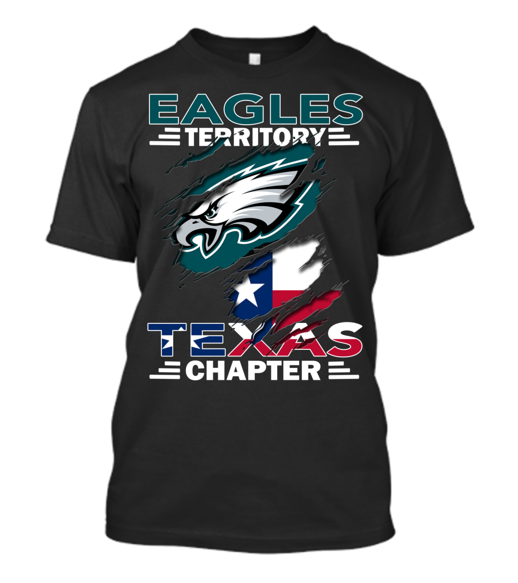Eagles Territory Texas Chapter NFL Fan Club Texas Flag Integration T-Shirt