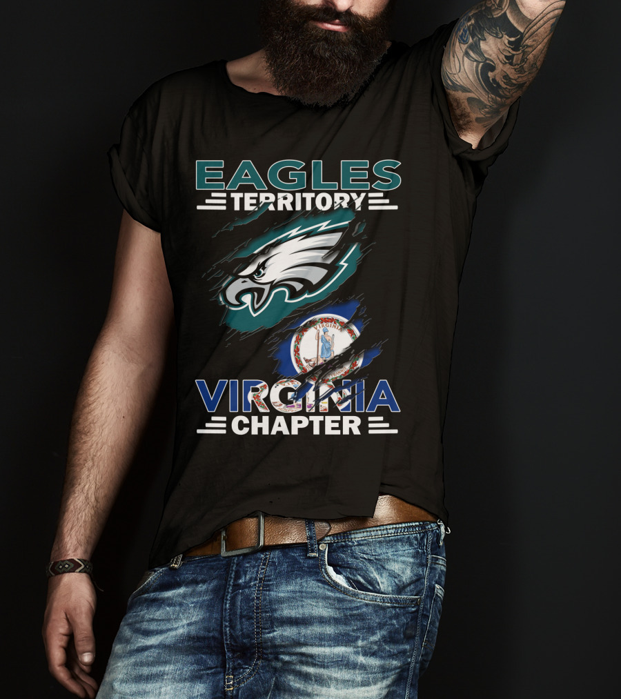 Eagles Territory Virginia Chapter With Philadelphia Eagles Logo And Virginia State Flag T-Shirt
