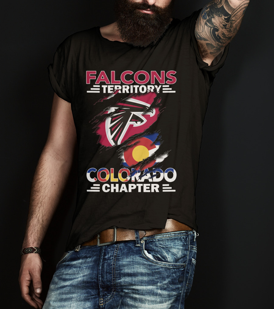 Falcons Territory Colorado Chapter With Falcons Logo And Colorado Flag T-Shirt