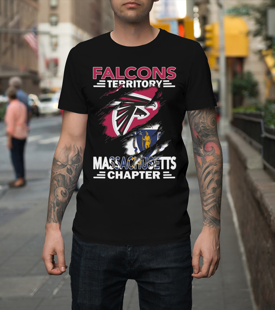 Falcons Territory Massachusetts Chapter Logo with State Flag Incorporation T-Shirt