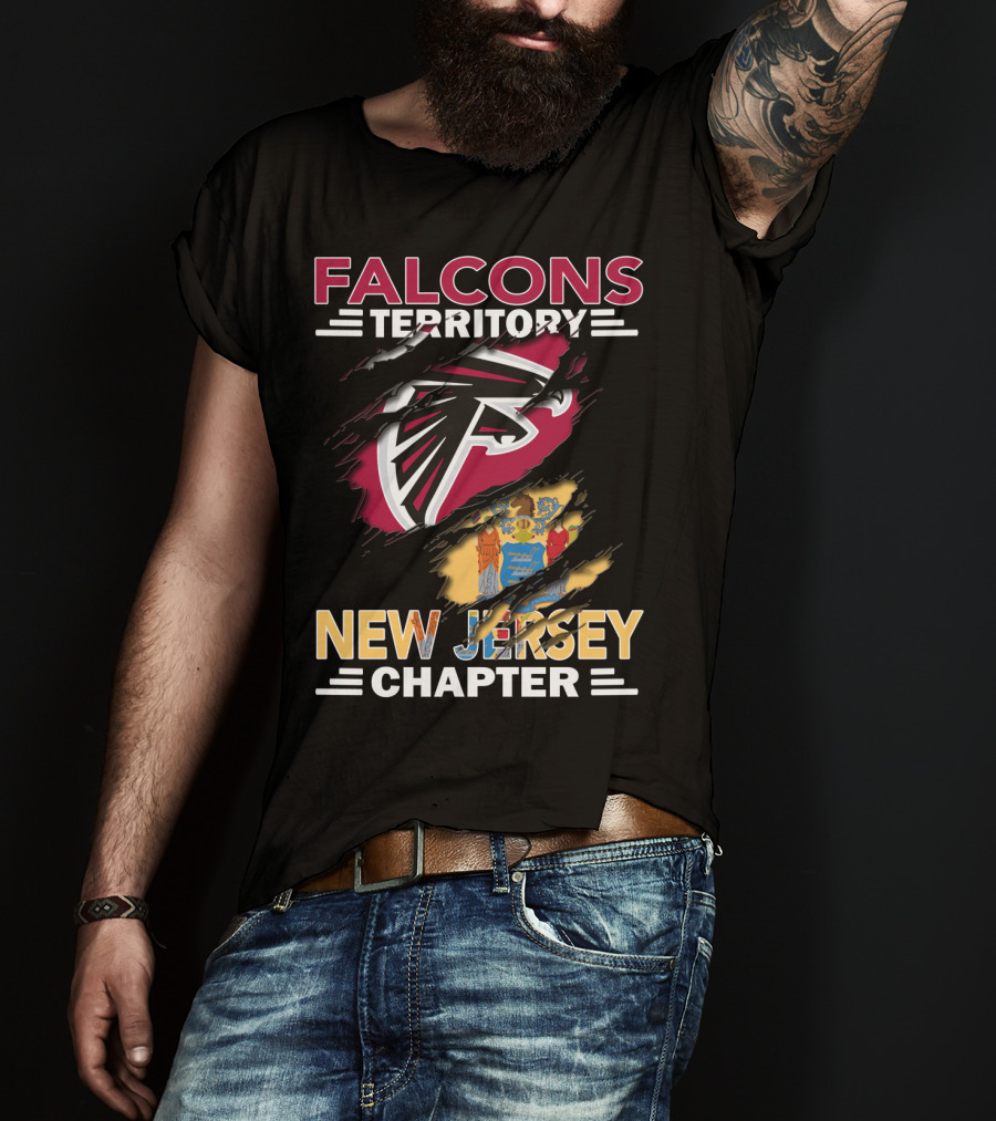 Falcons Territory New Jersey Chapter Falcons Logo And State Flag T-Shirt