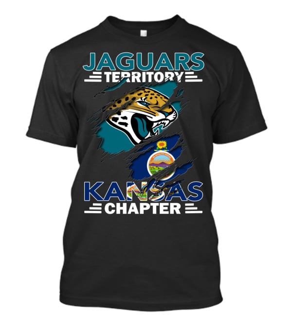 Jaguars Territory Kansas Chapter Jaguars Head And Kansas Flag T-Shirt