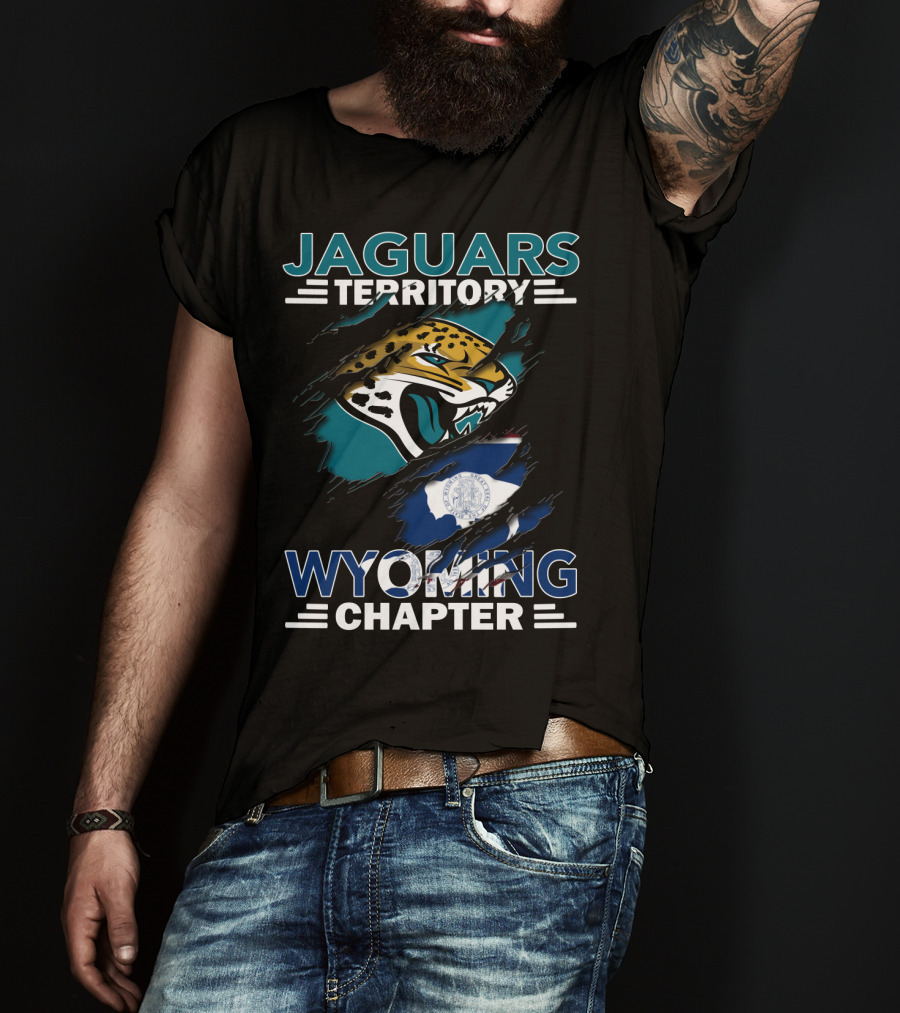 Jaguars Territory Wyoming Chapter Fan Emblem With Flag And Fierce Jaguar Mascot T-Shirt