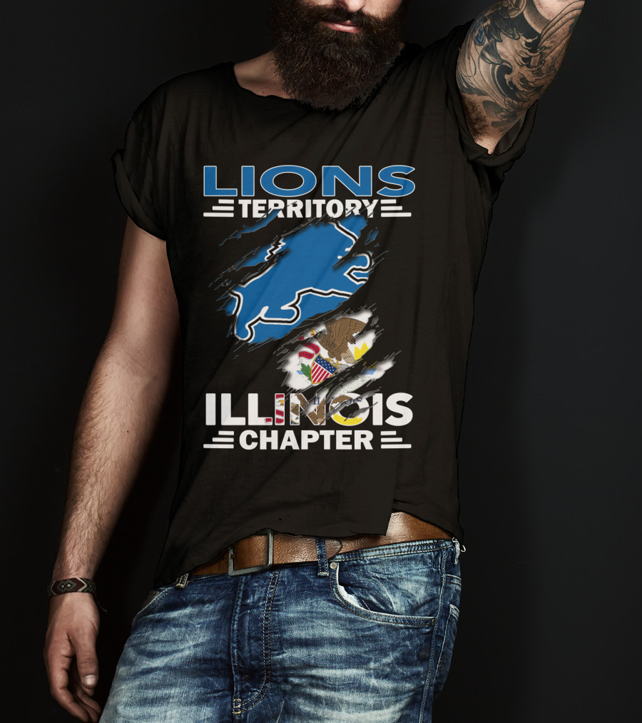 Lions Territory Illinois Chapter Blue And Eagle Emblem T-Shirt