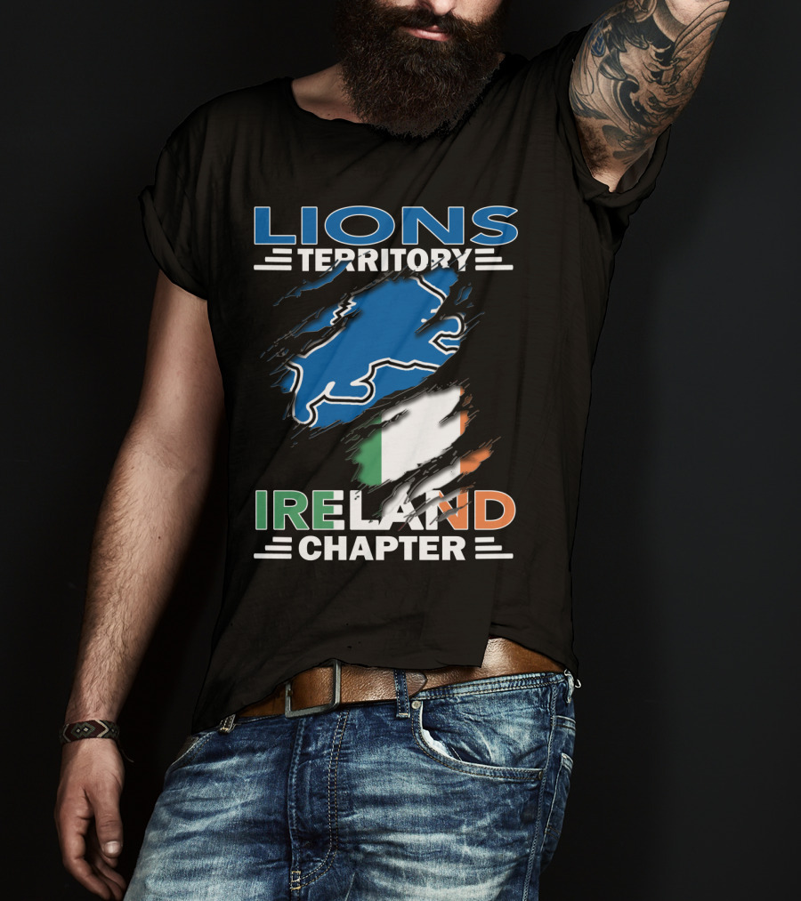 Lions Territory Detroit Ireland Chapter Irish Flag T-Shirt