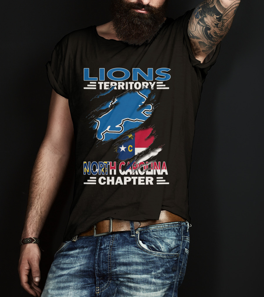 Lions Territory North Carolina Chapter State Flag Ripped T-Shirt