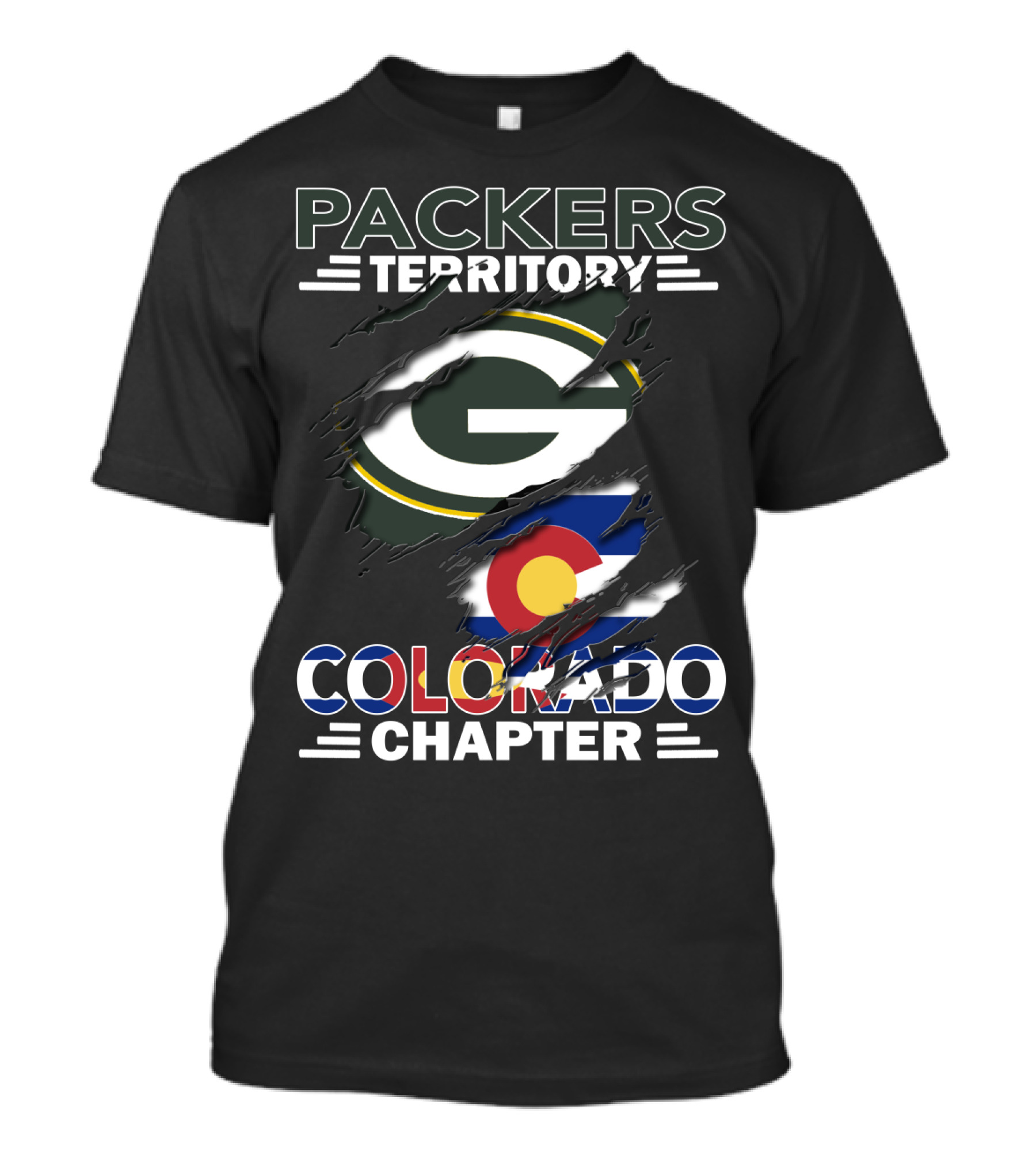 Packers Territory Colorado Chapter Green Bay Colorado Flag T-Shirt