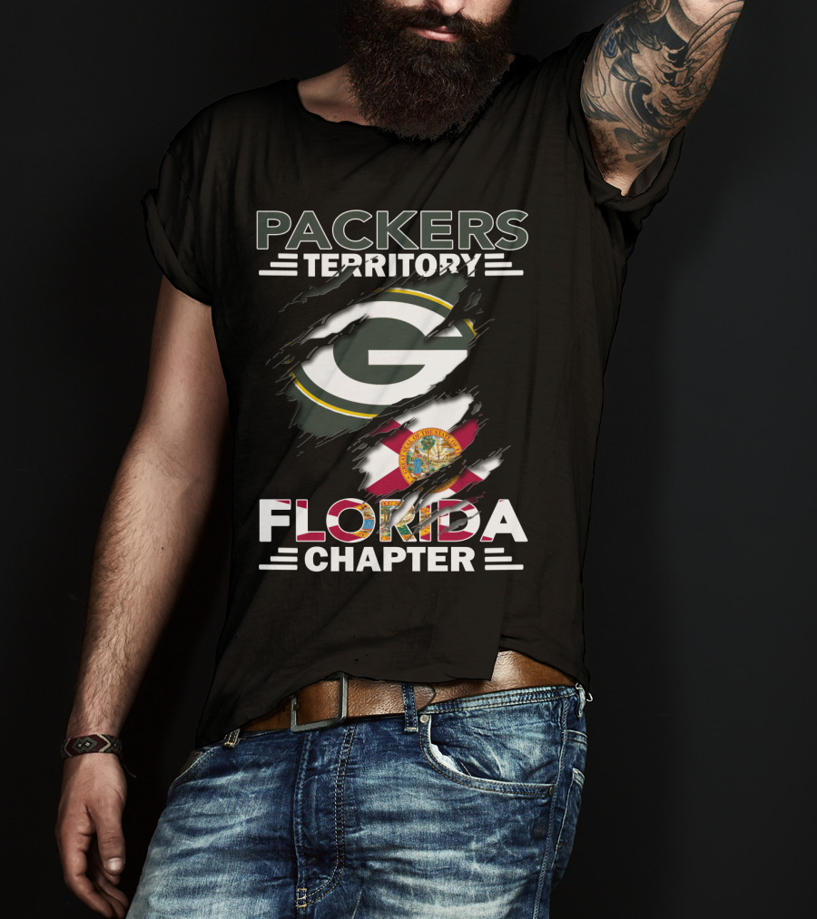 Packers Territory Florida Chapter Green Bay Logo And Florida State Flag T-Shirt