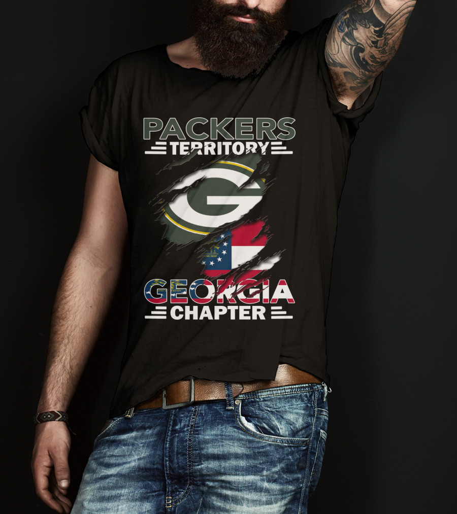 Packers Territory Georgia Chapter Green Bay Football Logo And Georgia Flag Integration T-Shirt