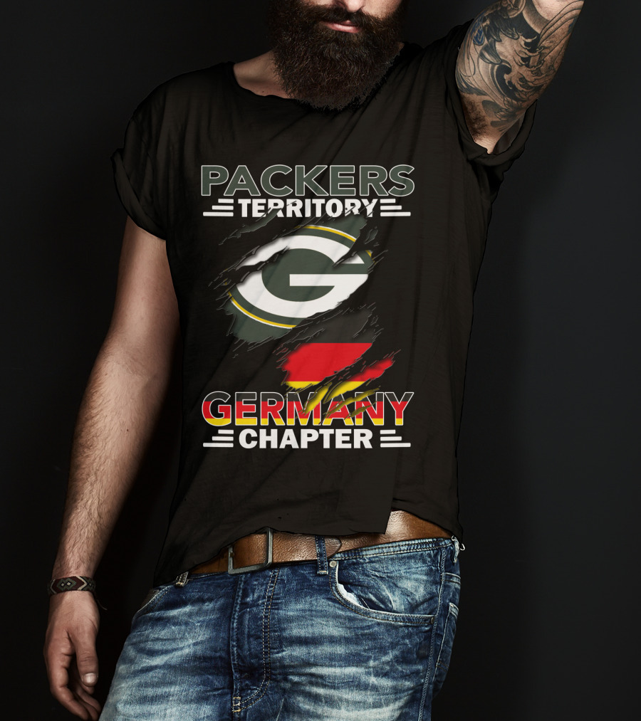 Packers Territory Germany Chapter Green Bay Logo With German Flag T-Shirt