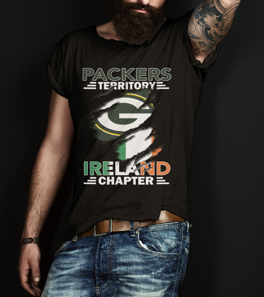 Packers Territory Ireland Chapter Green Bay Logo And Irish Flag T-Shirt