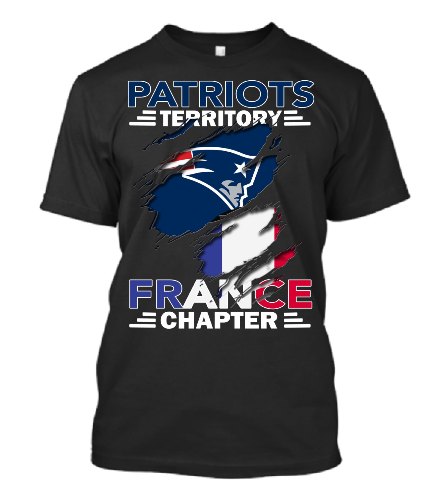 New England Patriots Territory France Chapter Flag T-Shirt