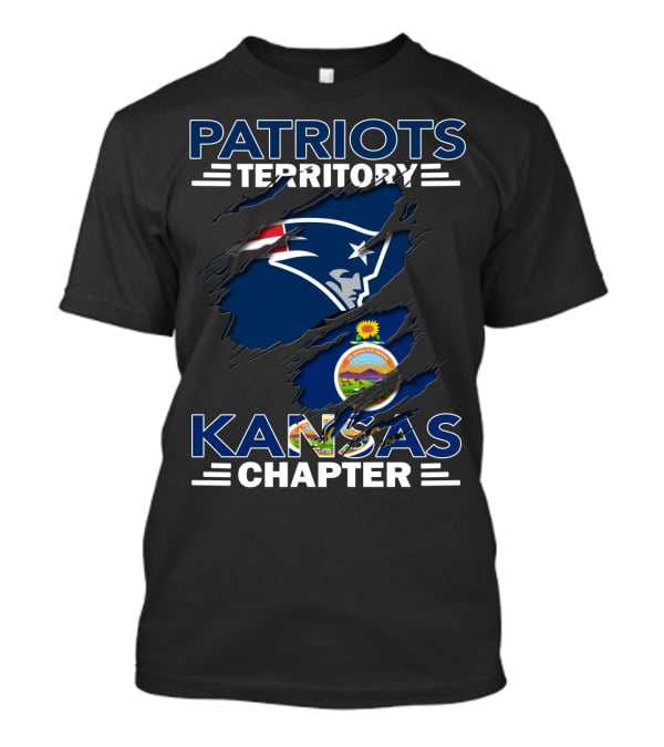Patriots Territory Kansas Chapter New England Logo With Kansas State Seal T-Shirt
