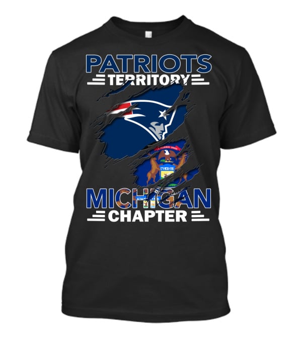 Patriots Territory Michigan Chapter New England Patriots Logo Michigan State Flag T-Shirt